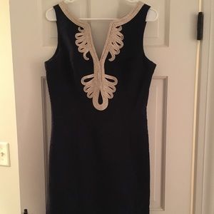 Lilly Pulitzer navy and gold dress